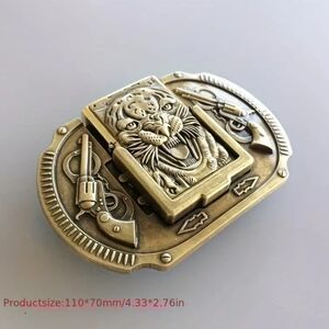 New Silver or gold Tiger revolver pistol lighter belt buckle
